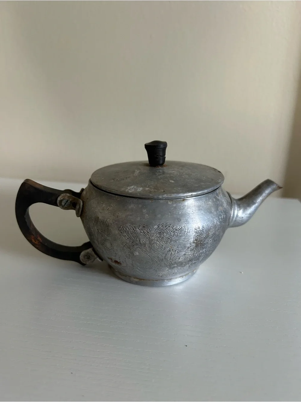 Silver Metal Teapot with Black Handle - Classic Home Kitchen Teapot